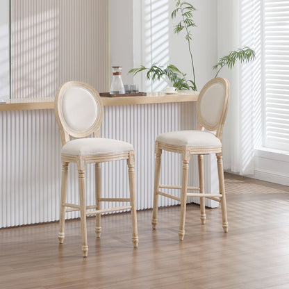 French Country Bar Chairs & Round Back (Set of 2)