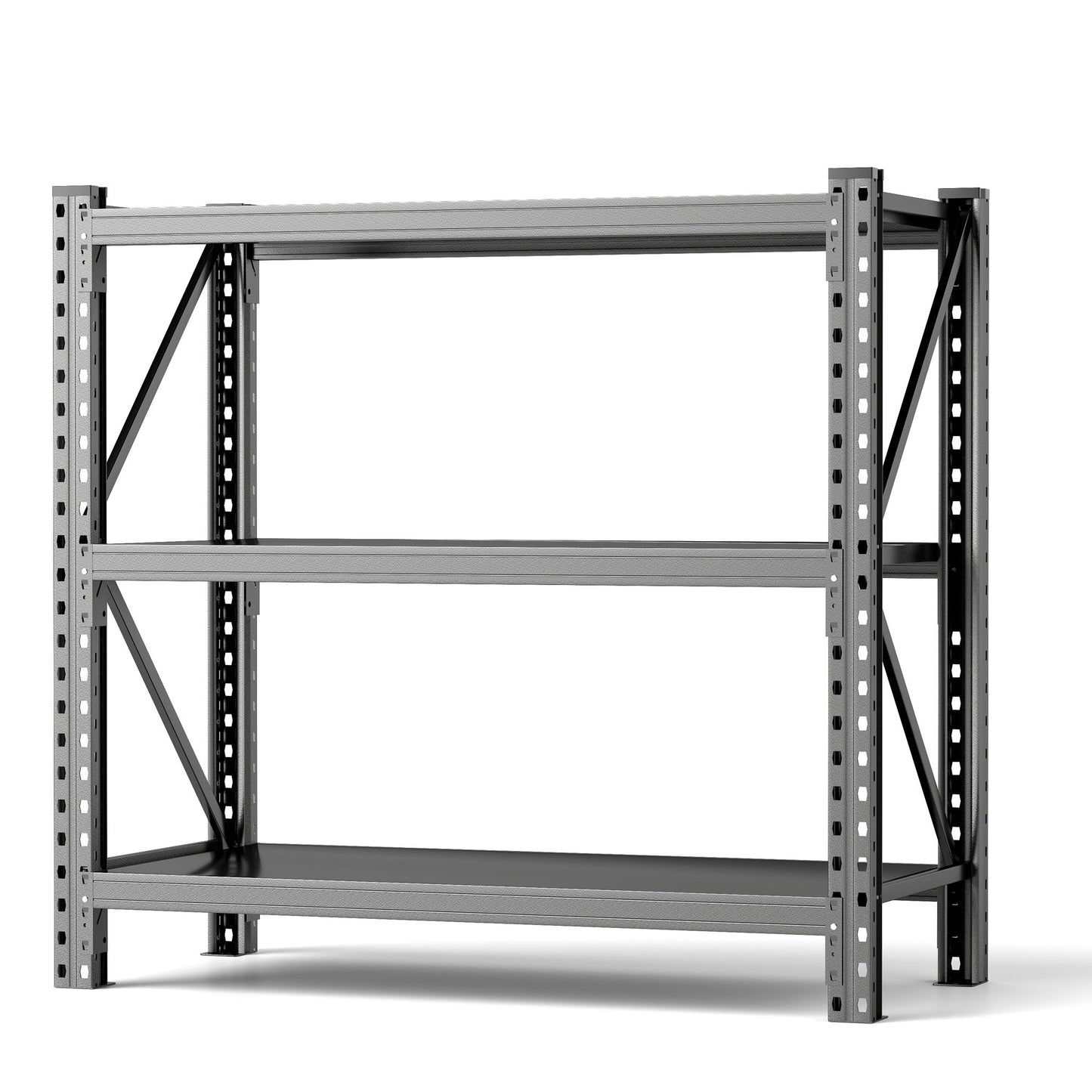 3 Tier Industrial Shelving Rack, Heavy Duty Steel Shelving Unit Adjustable - Black