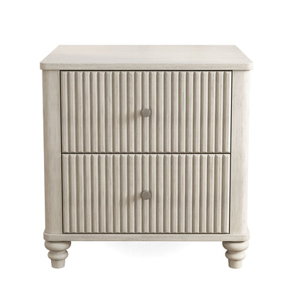 Fluted Nightstand With 3 Drawers