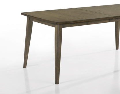 The Bistro - Wide Contemporary Rectangle Dining Table With Extension Leaf features a simple design with four tapered legs and a medium brown finish, displayed against a plain white background.
