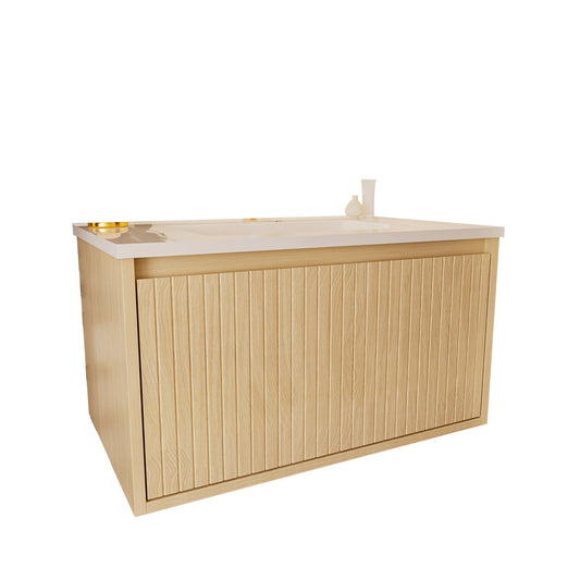 Wall Mounted Floating Bathroom Vanity With Sink And Drawers