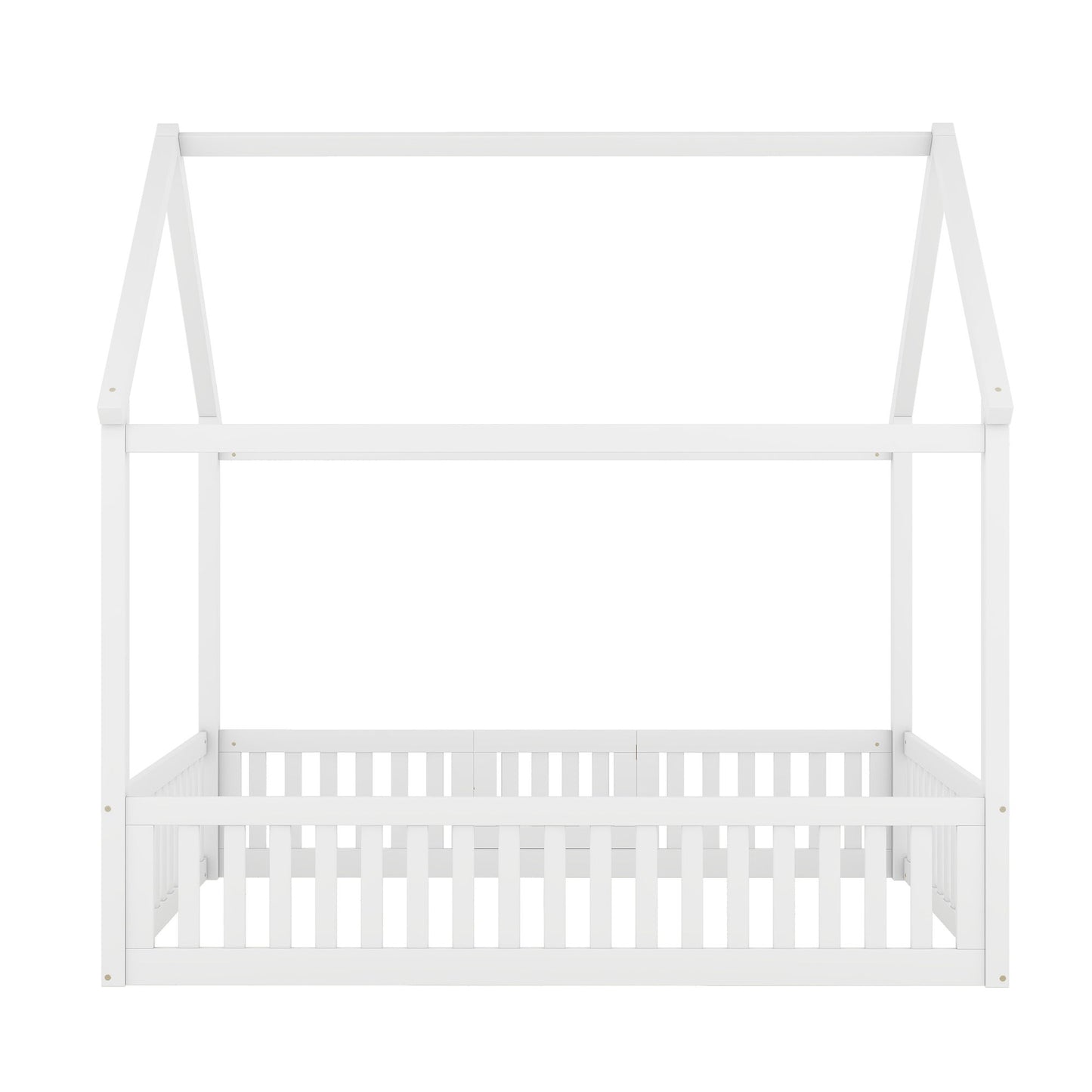 Wood House Bed With Fence And Door