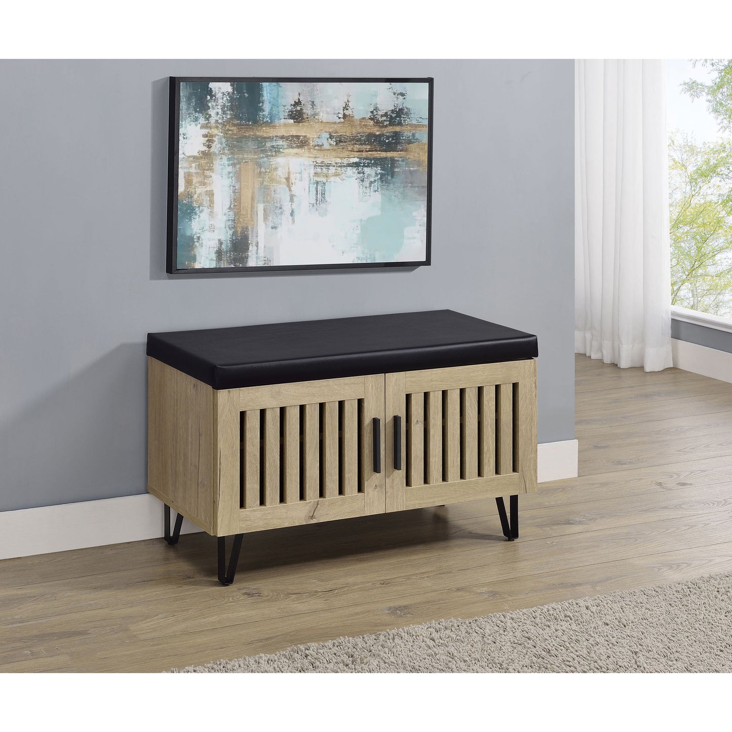 Clackamas - 2 Door Storage Bench With Padded Seat