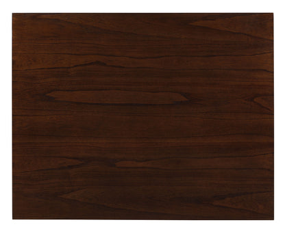 A close-up of the Graham Small Space Counter Height Dining Table shows its dark brown wood surface with natural grain patterns and subtle tonal variations.