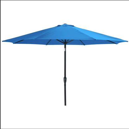 Solar LED Patio Umbrella With Crank Lift And Tilt, 8 Ribs, UV Resistant Canopy For Pool, Backyard & Patio (Without Base) - Blue