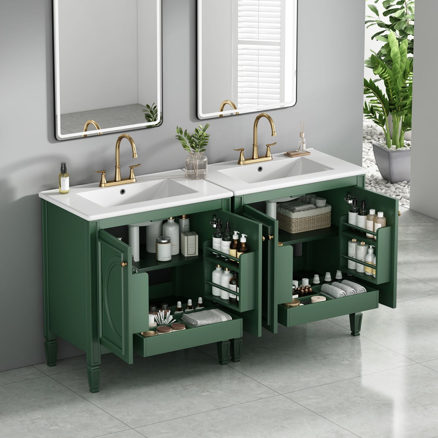 Bathroom Vanity With Sink With 2 Doors And Adjustable Shelf