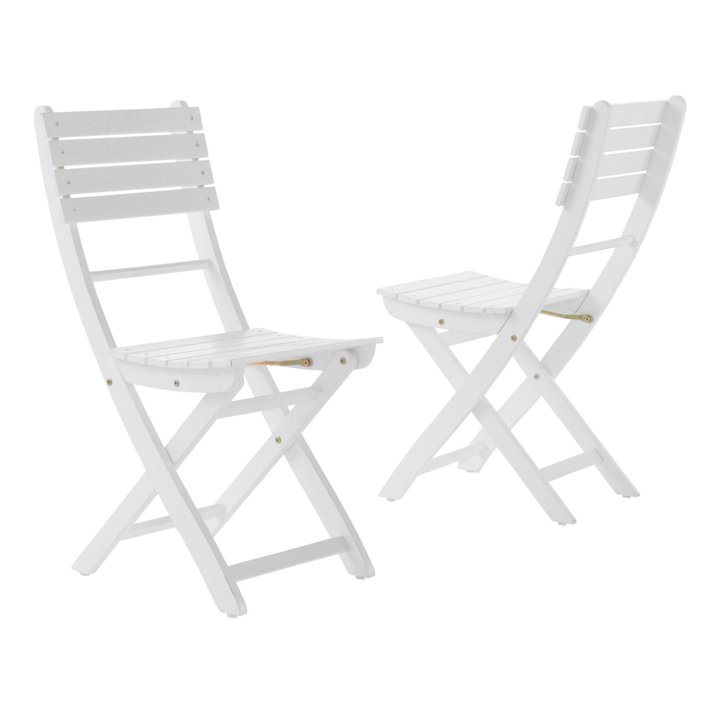 Set of 2 Outdoor Foldable Wood Dining Chairs with a slat design shown against a white background.