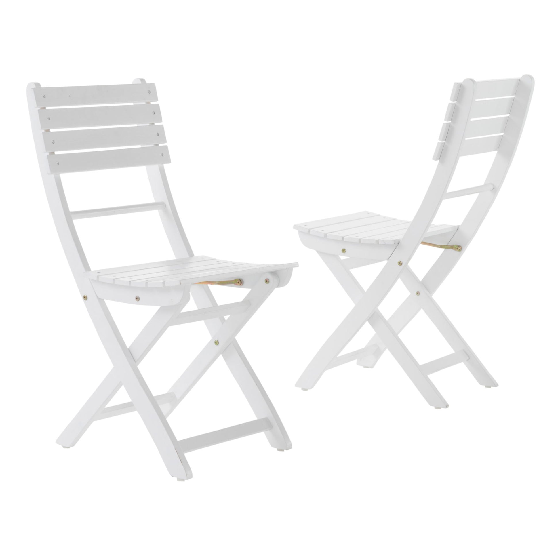 Set of 2 Outdoor Foldable Wood Dining Chairs with a slat design shown against a white background.