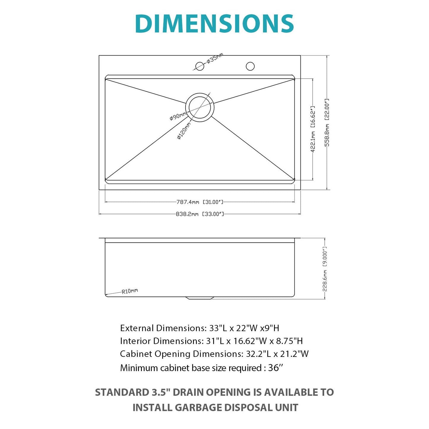 Drop In Kitchen Sink With Pull Out Faucet And Soap Dispenser, Single Bowl Topmount Sink - Gunmetal Black