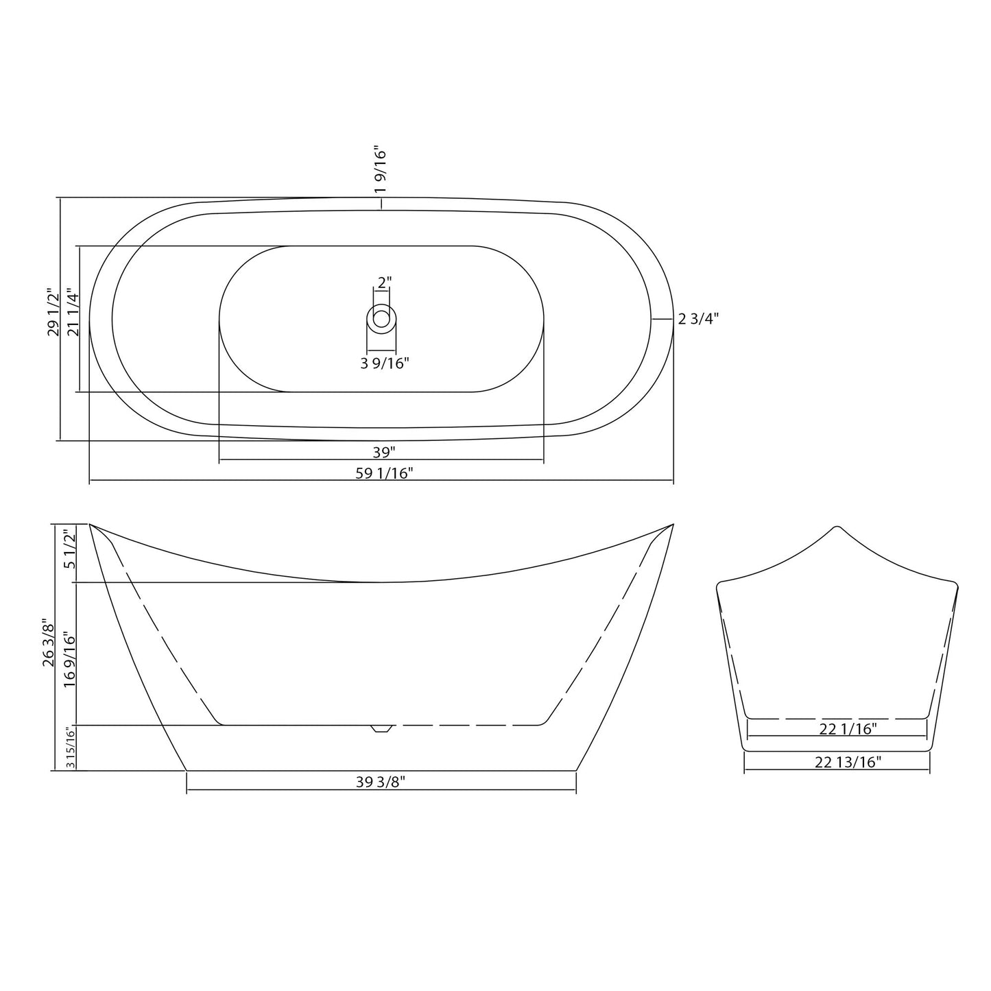 Glossy Freestanding Bathtub, Double Slipper Design, Deep Soaking Comfort