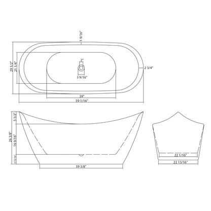 Glossy Freestanding Bathtub, Double Slipper Design, Deep Soaking Comfort