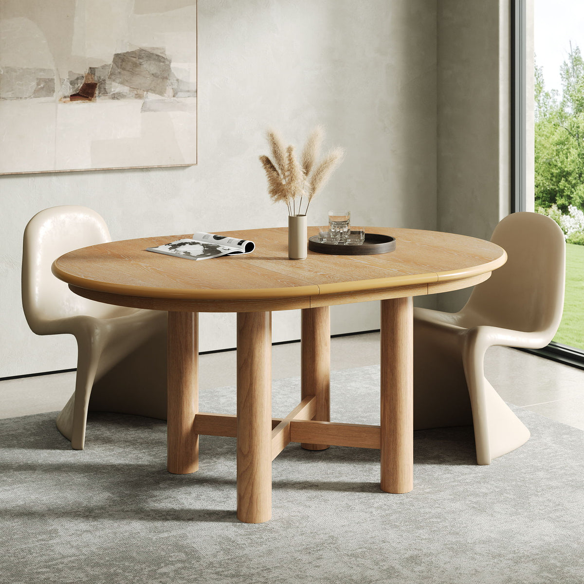 Extendable Oval Dining Table With Leaf