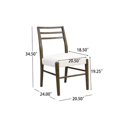 Farmhouse Style Dining Chair Set With Ladder Back Design - Beige