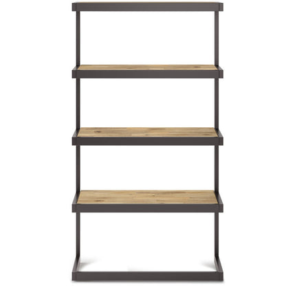 The Erina - Handcrafted Bookcase features four wooden shelves and a black metal frame in a modern, minimalist design, shown front-facing against a white background.