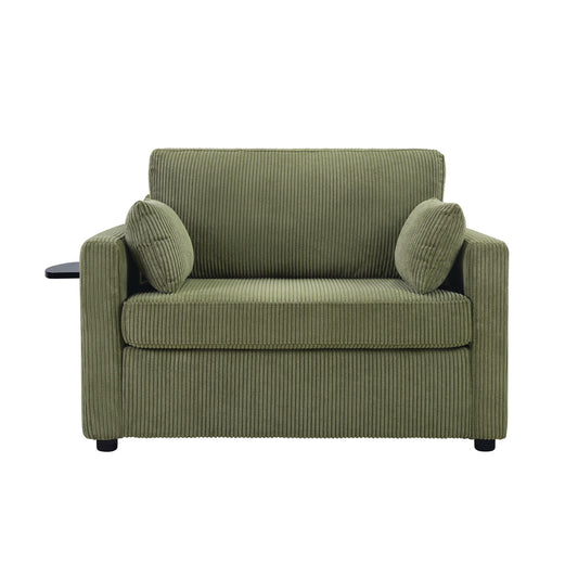 Sleeper Sofa With Foldable Mattress, USB Ports, Side Table & Storage Pocket