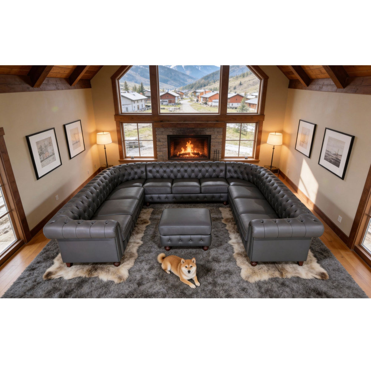 Chesterfield Vintage Style U - Shape Sectional