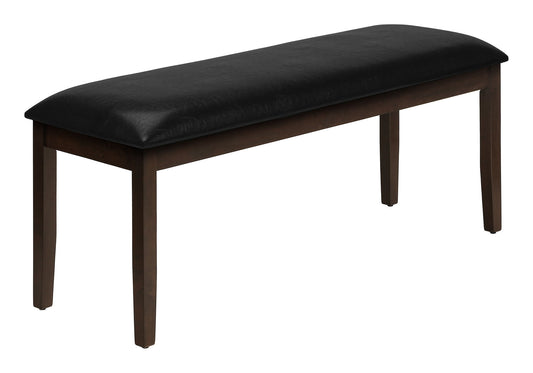 The Bench, Rectangular, Hallway, Upholstered, Transitional features four straight legs and a black cushioned seat. Its simple, modern design lacks armrests or a backrest, making it ideal for contemporary spaces.