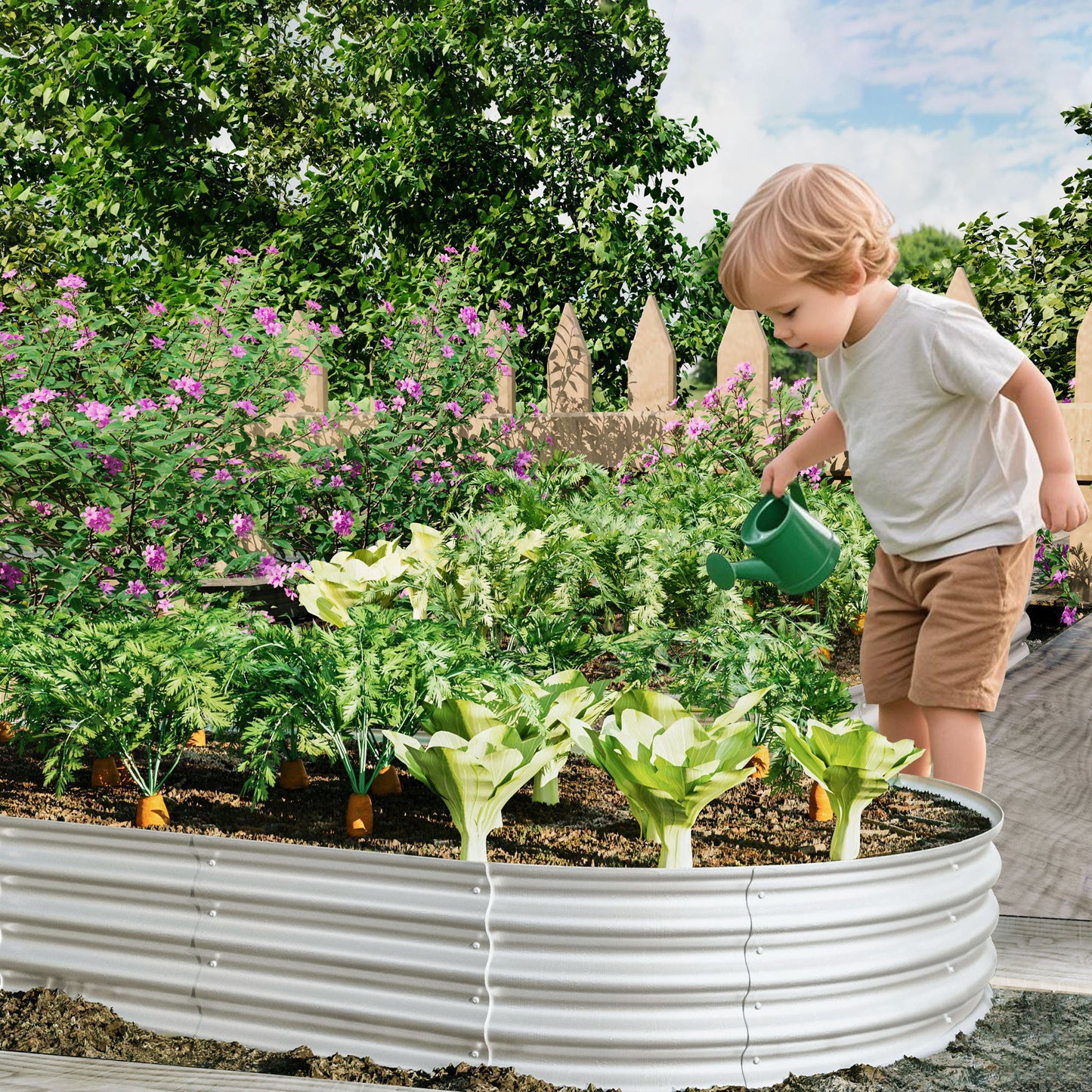Heavy Duty Galvanized Raised Garden Bed Kit For Vegetables, Flowers & Herbs