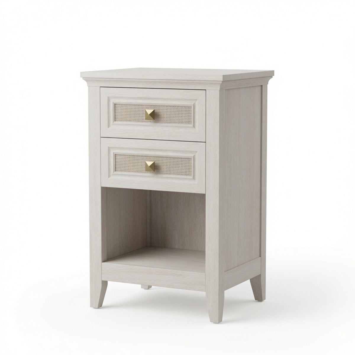 Nightstands With 2 Drawers, Bedside Tables For Small Spaces (Set of 2) - White