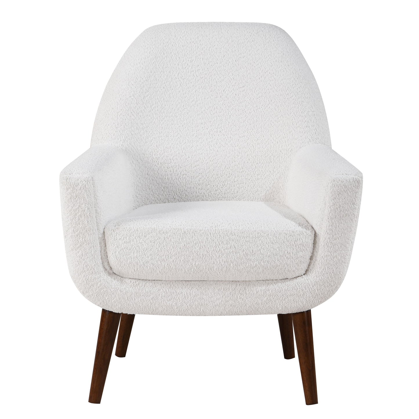 Prince - Mid Century Boucle Arm Chair With Solid Wood Legs - White
