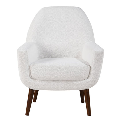 Prince - Mid Century Boucle Arm Chair With Solid Wood Legs - White