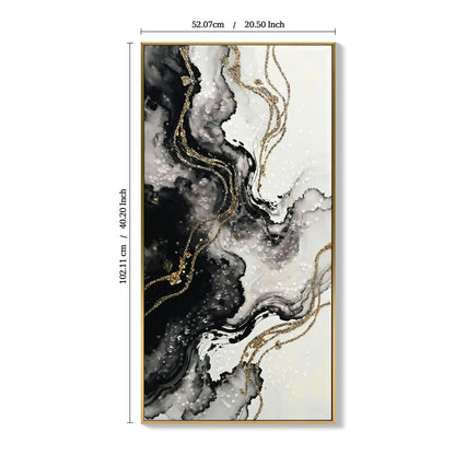 Large Framed And Abstract Wall Art, Minimalist Canvas Prints (Set of 2) - White / Black