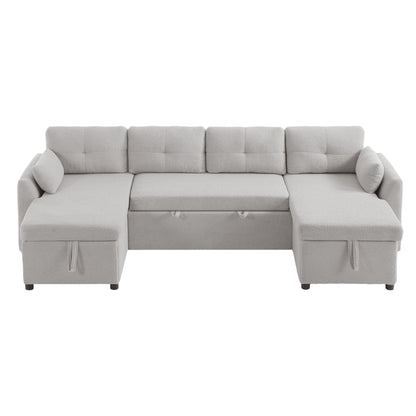 U-Shaped Sectional Sofa Bed With Storage And USB Ports