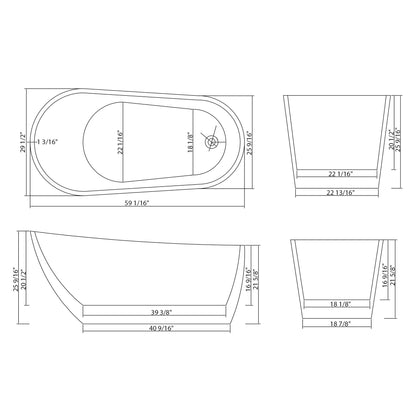 Contemporary Glossy Freestanding Bathtub With Chrome Overflow And Drain