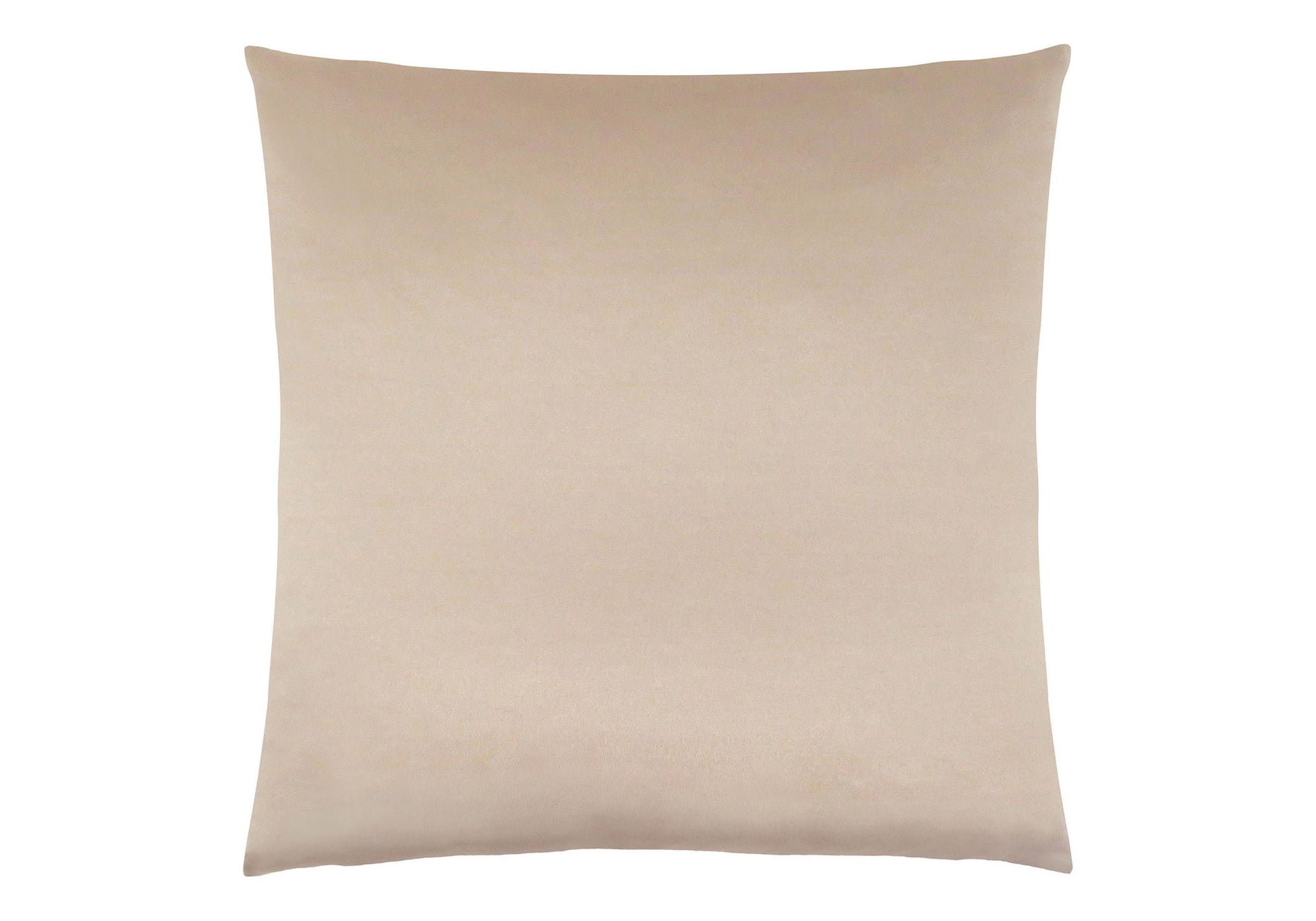 A modern beige square decorative throw pillow with insert included, hypoallergenic and smooth fabric texture, shown against a white background.