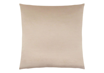 A modern beige square decorative throw pillow with insert included, hypoallergenic and smooth fabric texture, shown against a white background.