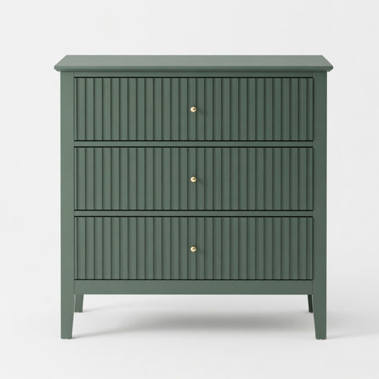Fluted 3 Drawer Nightstand With Soft Close Slides