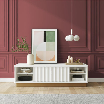 Rene - Scalloped TV Stand For TVs Up To 65" - White