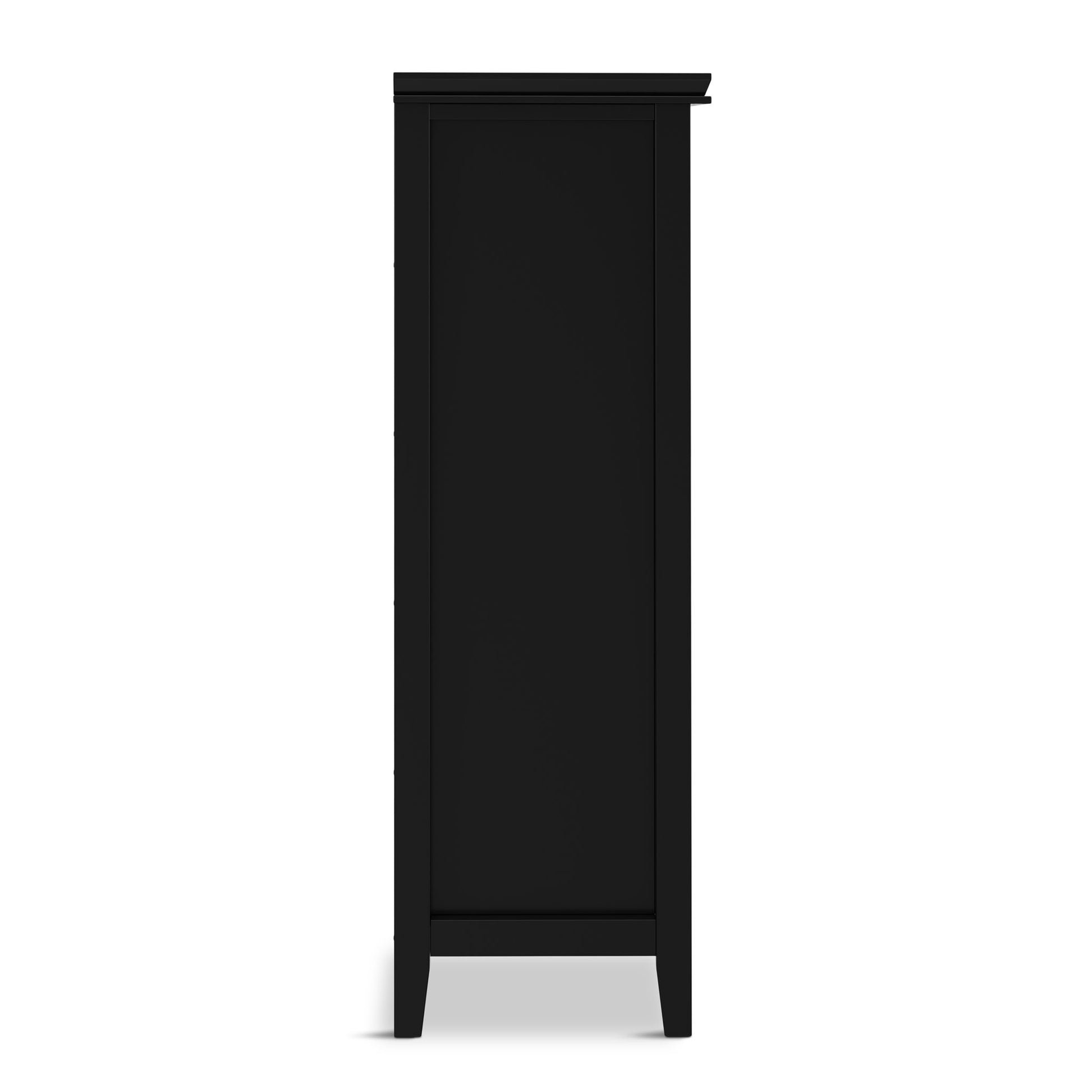 Side view of the Artisan - Cube Storage, a tall, rectangular black cabinet featuring a flat top, solid panel sides, four straight legs, and a simple modern design with clean lines.