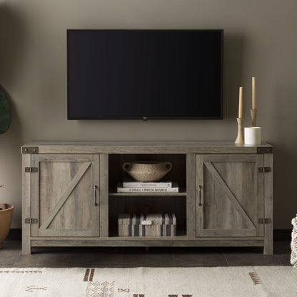 Farmhouse Barn Door TV Stand For TVs Up To 65"