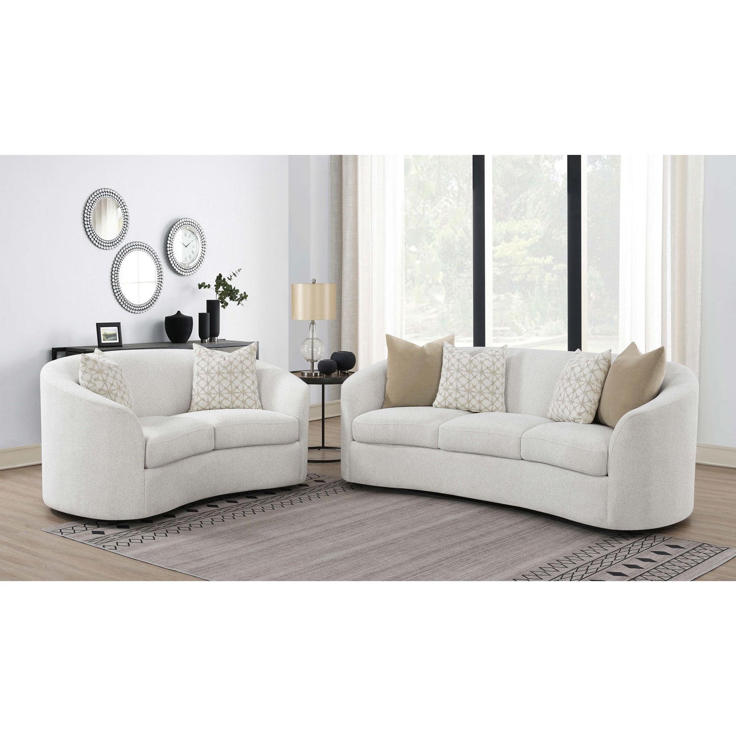 Rory - 2 Piece Sloped Arms Living Room Set - Ivory White