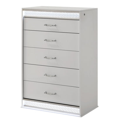 Glam - 5 Drawer Chest & LED Lighting - White