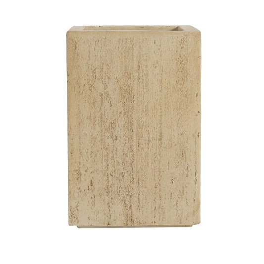 The Modern Outdoor Planter is a rectangular beige stone container with a smooth, natural texture, shown from the front against a plain white background.