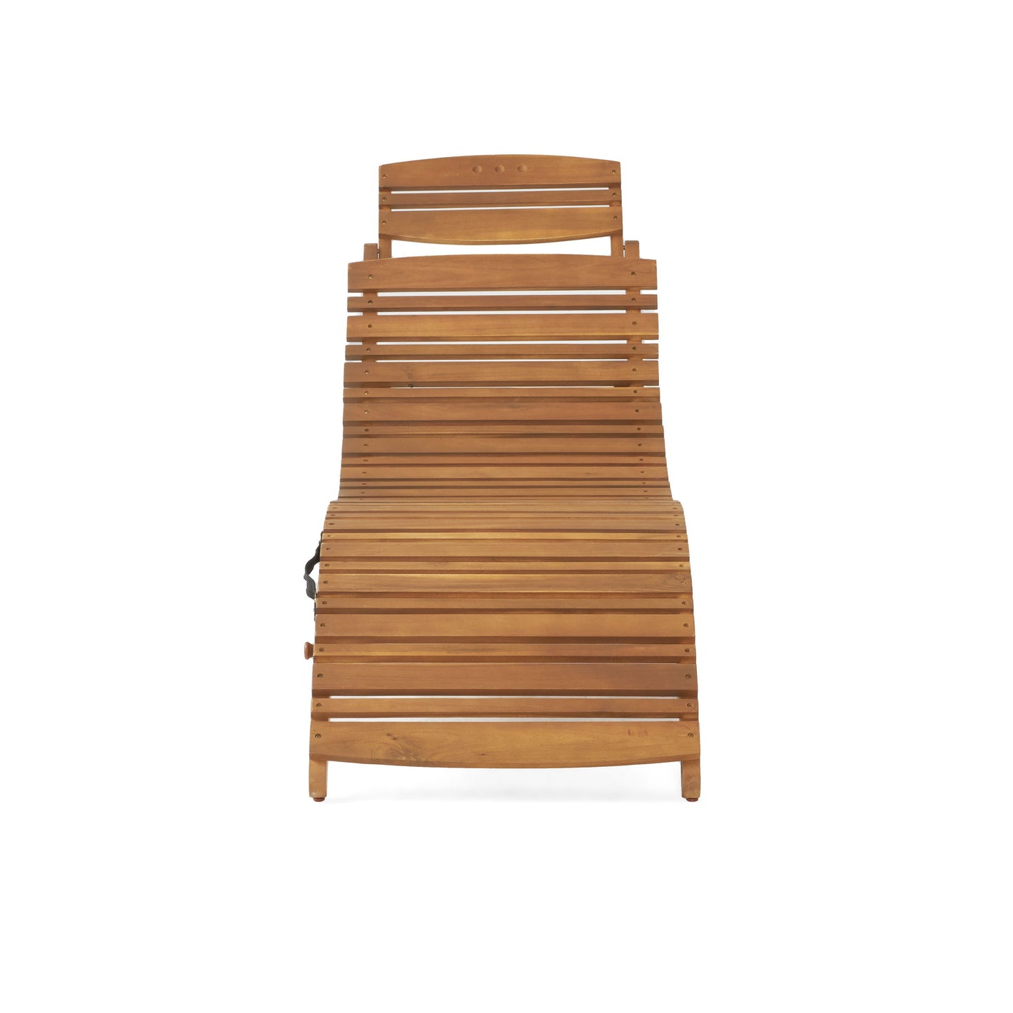 The Lahaina - Wood Foldable Chaise Lounge features horizontal slats and a reclining design, perfect for outdoor relaxation and viewed from the front.
