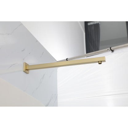 Wall Mounted Shower Arm With Flange, 16" Stainless Steel For Rain Shower Heads - Gold