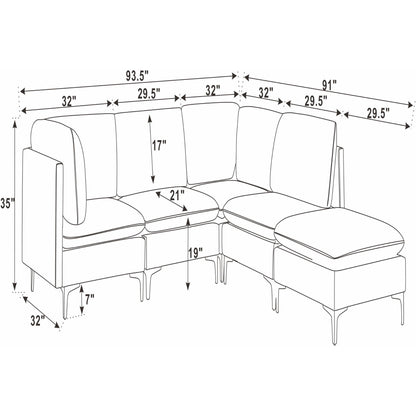 Upholstered Modular Sectional & Tall Legs