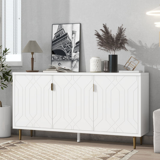 Modern TV Stand With 3 Doors And Adjustable Shelves