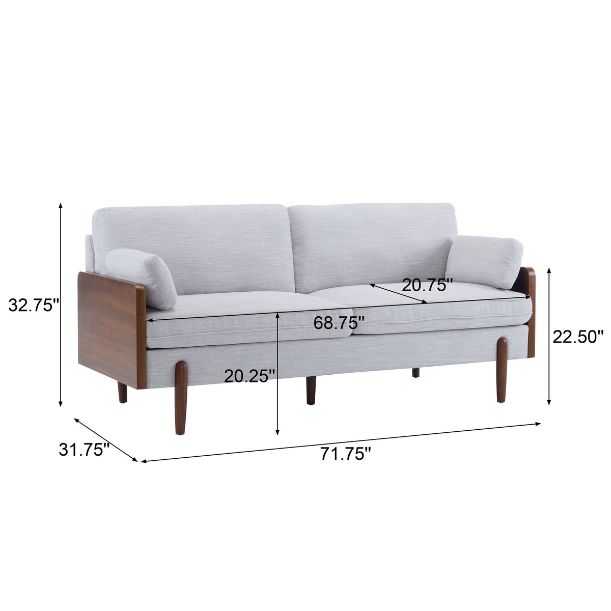 Mid Century Moderne Sofa With Wood Sides