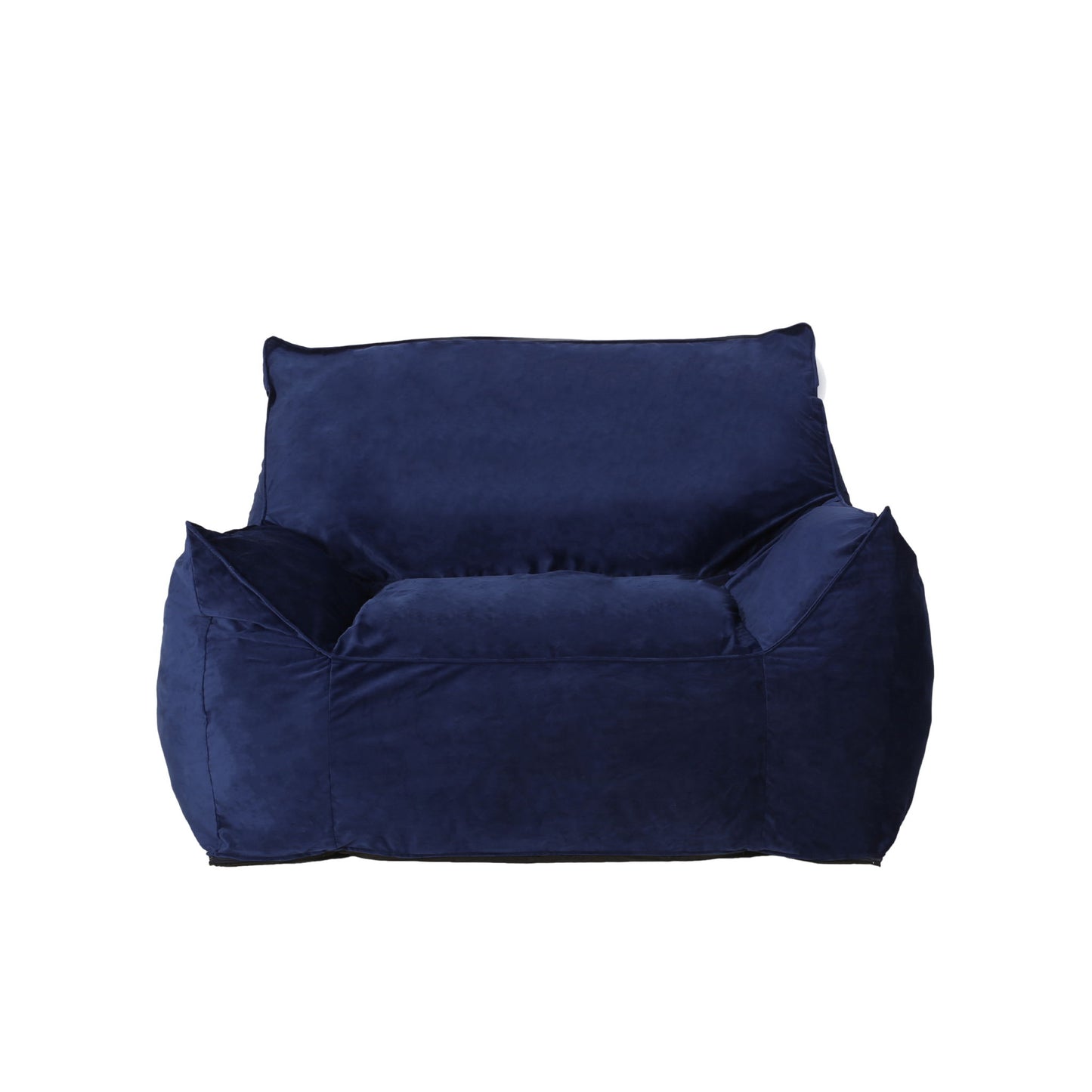 The Allea - Bean Bag Chair With Armrests features a plush, deep blue design with a wide seat and backrest, perfect for comfortable lounging.