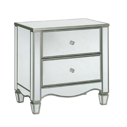 Nightstand With Mirror Panels - Silver