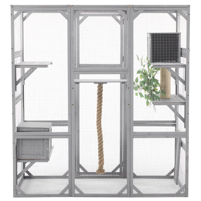 Outdoor Cat House, Diy Cat Enclosure Catio With Double Enter Doors