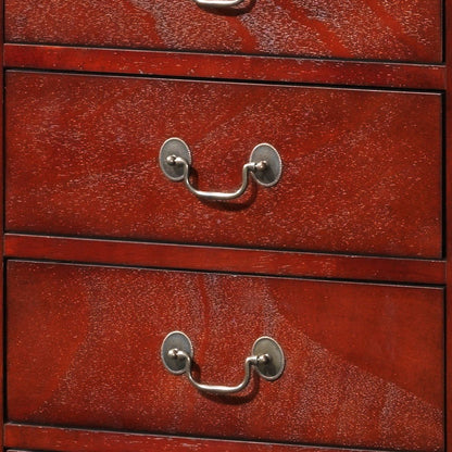 Close-up of the Traditional Style Lingerie Storage Chest Timeless, featuring three polished reddish-brown wooden drawers, each with a centered curved metal handle.