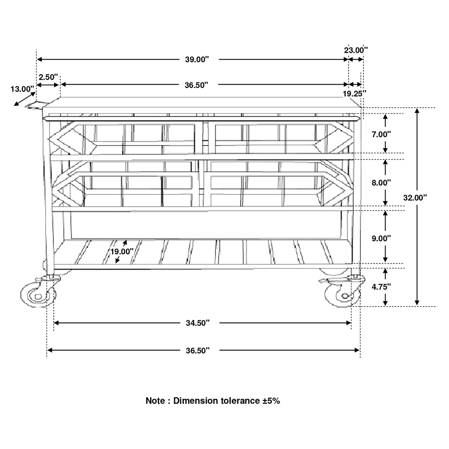 Ingalls - Accent Storage Cart With Casters, Shelves - Black