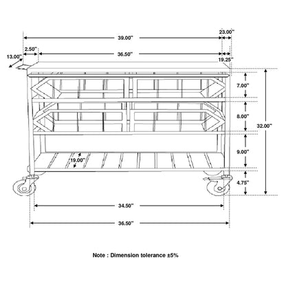 Ingalls - Accent Storage Cart With Casters, Shelves - Black