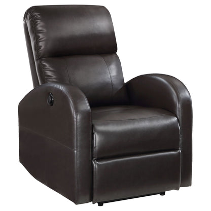 Meglia - Upholstered Power Recliner Chair With Smooth Button Controls - Brown