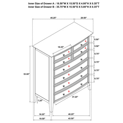 Talia - 8 Drawer Chest - White